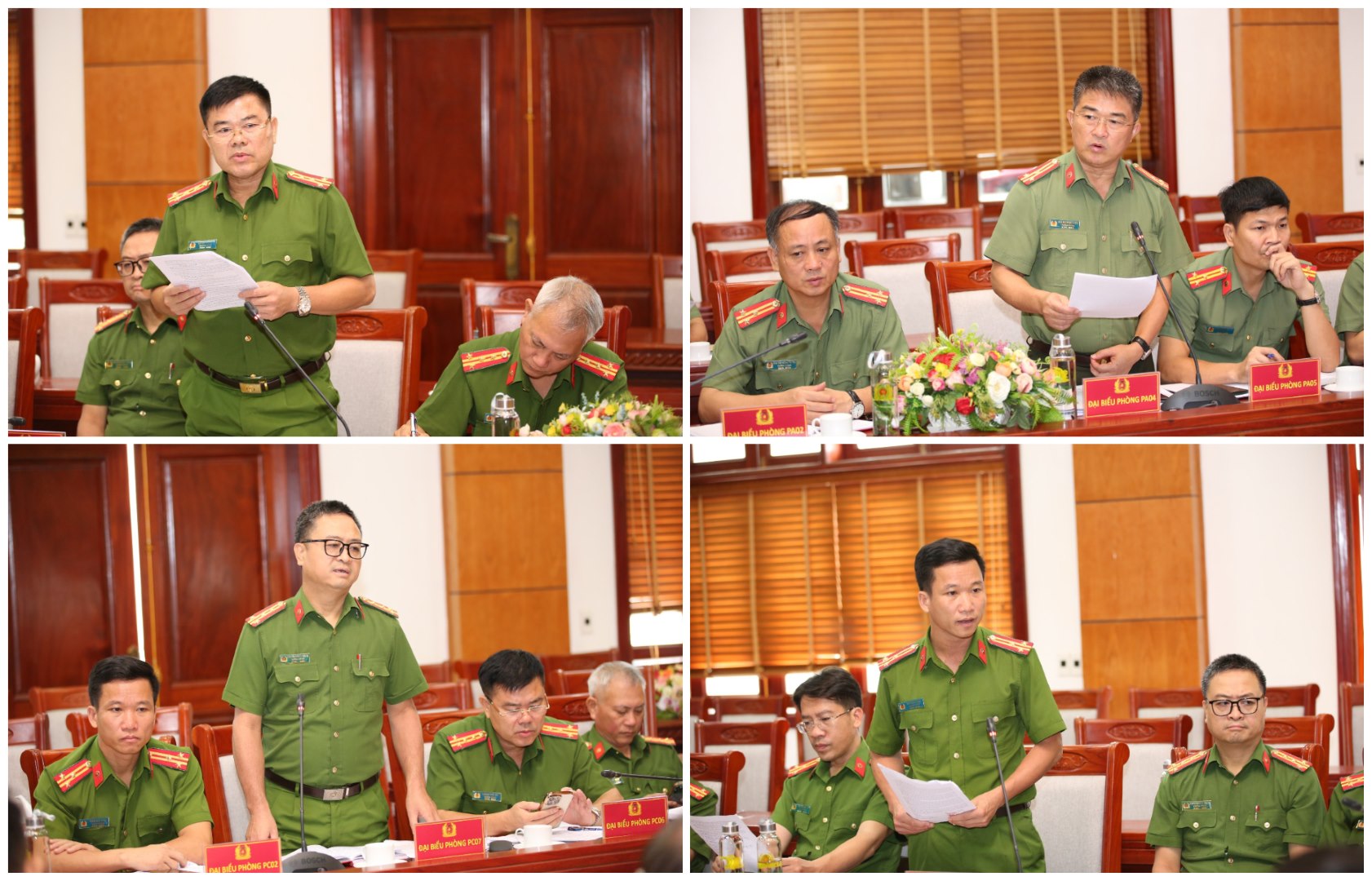 Lãnh đạo các phòng Công an tỉnh phát biểu tại hội nghị