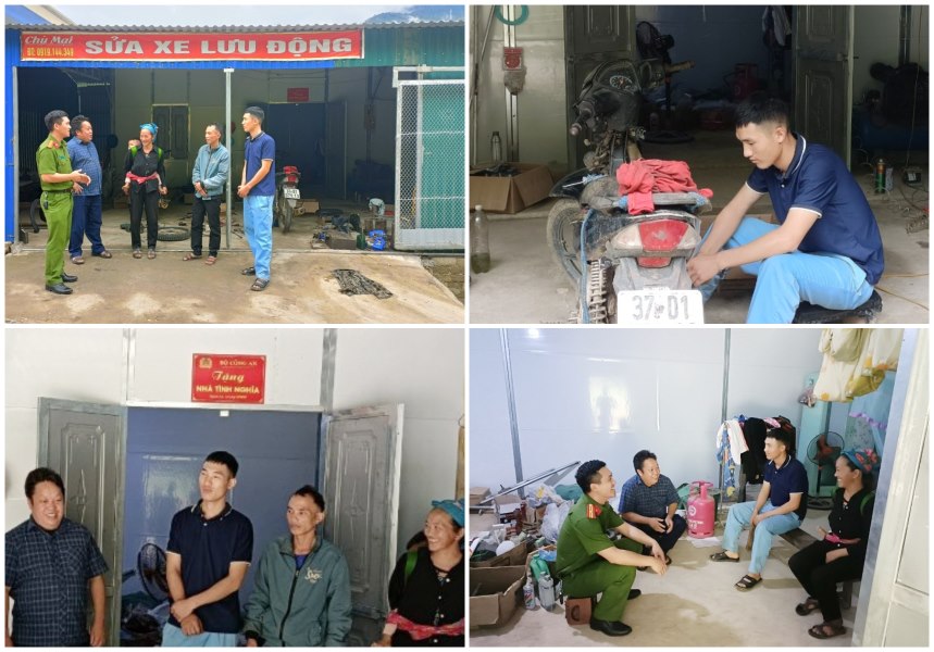 Từ khi có nhà mới kiên cố để ở, vợ chồng anh Xồng Bá Ma và chị Và Y Mị đã tận dụng mặt tiền ngôi nhà để mở cửa hàng sửa chữa xe máy, phát triển kinh tế gia đình. 