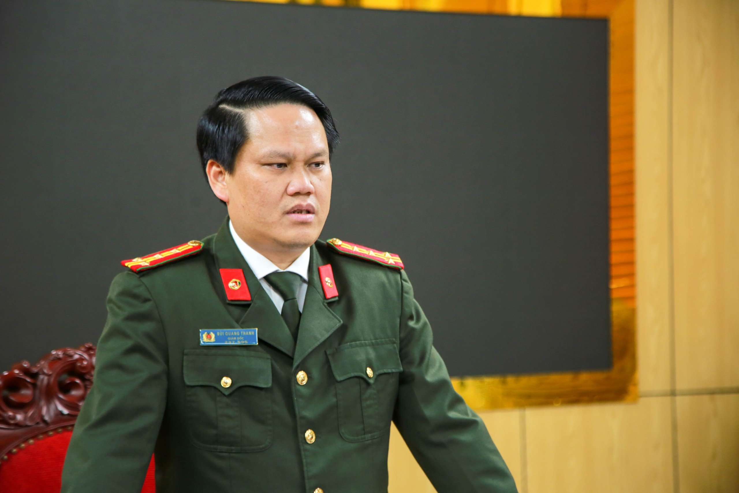 Đồng chí Bí thư Đảng ủy, Giám đốc Công an tỉnh phát biểu chỉ đạo