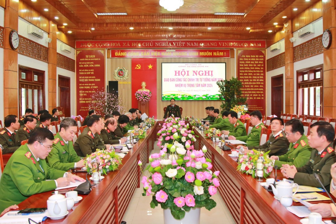 Công an Nghệ An giao ban công tác chính trị tư tưởng năm 2023, triển khai nhiệm vụ trọng tâm năm 2024