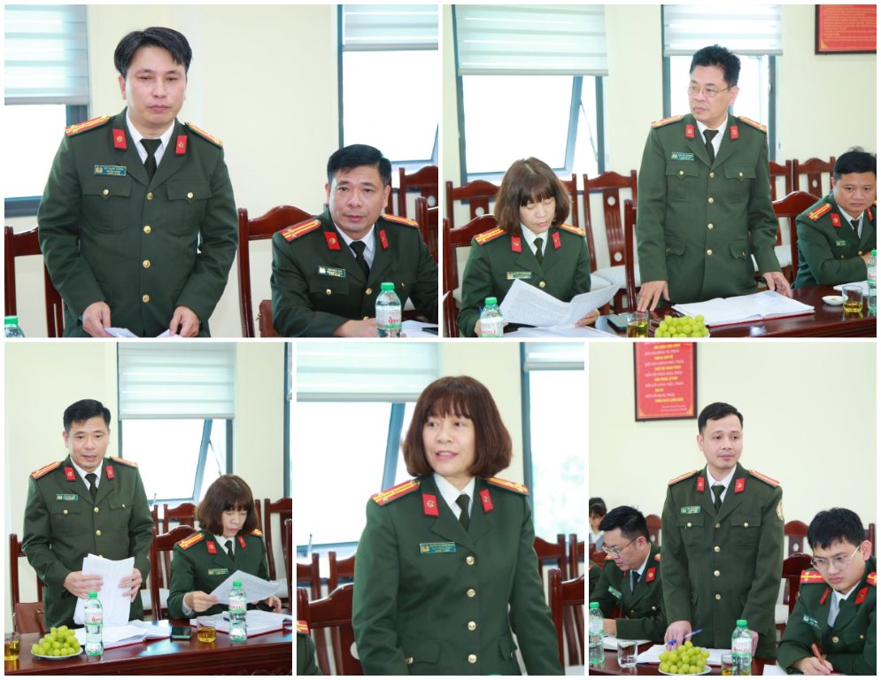 Lãnh đạo, cán bộ cốt cán Phòng Quản lý xuất nhập cảnh phát biểu