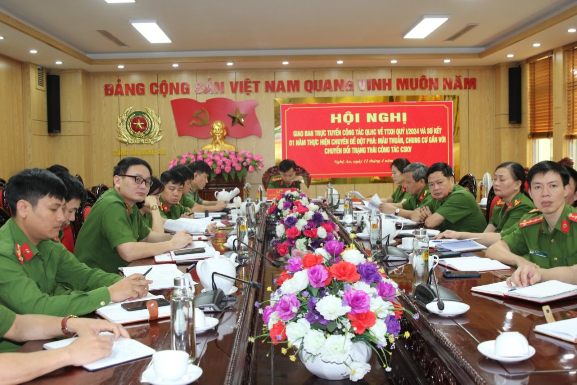 Toàn cảnh Hội nghị tại điểm cầu Công an tỉnh