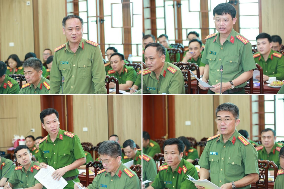 Lãnh đạo các phòng Công an tỉnh phát biểu.