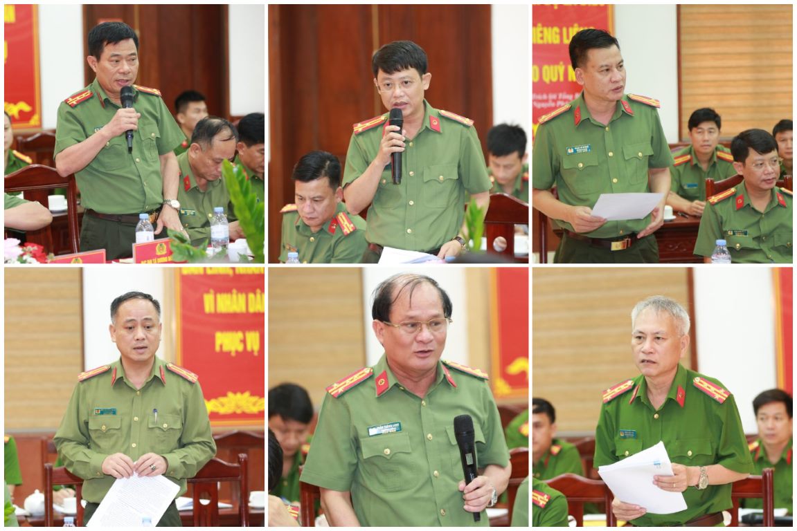 Lãnh đạo các phòng nghiệp vụ Công an tỉnh phát biểu