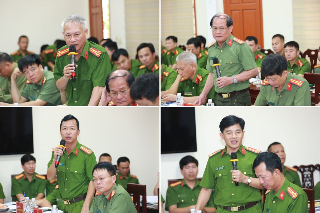 Lãnh đạo các phòng nghiệp vụ Công an tỉnh phát biểu 