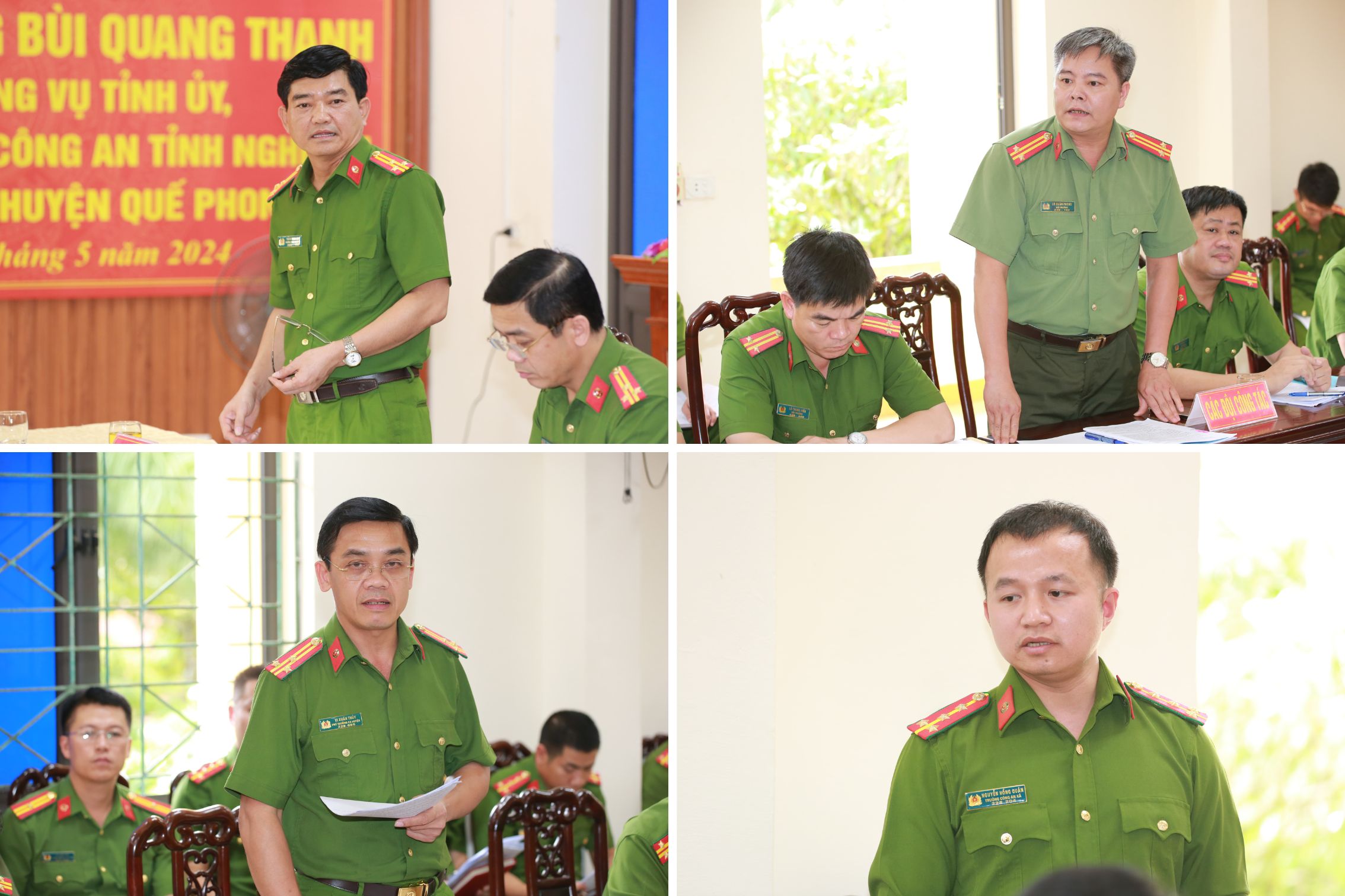 Lãnh đạo, chỉ huy Công an huyện Quế Phong phát biểu tại buổi làm việc