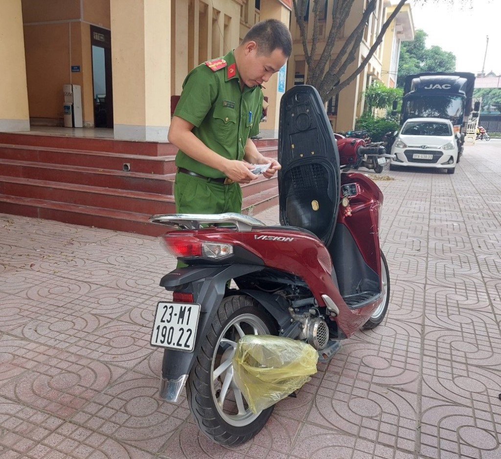 Xe máy đối tượng Vũ Văn Đức sử dụng trong quá trình thực hiện hành vi cướp tài sản