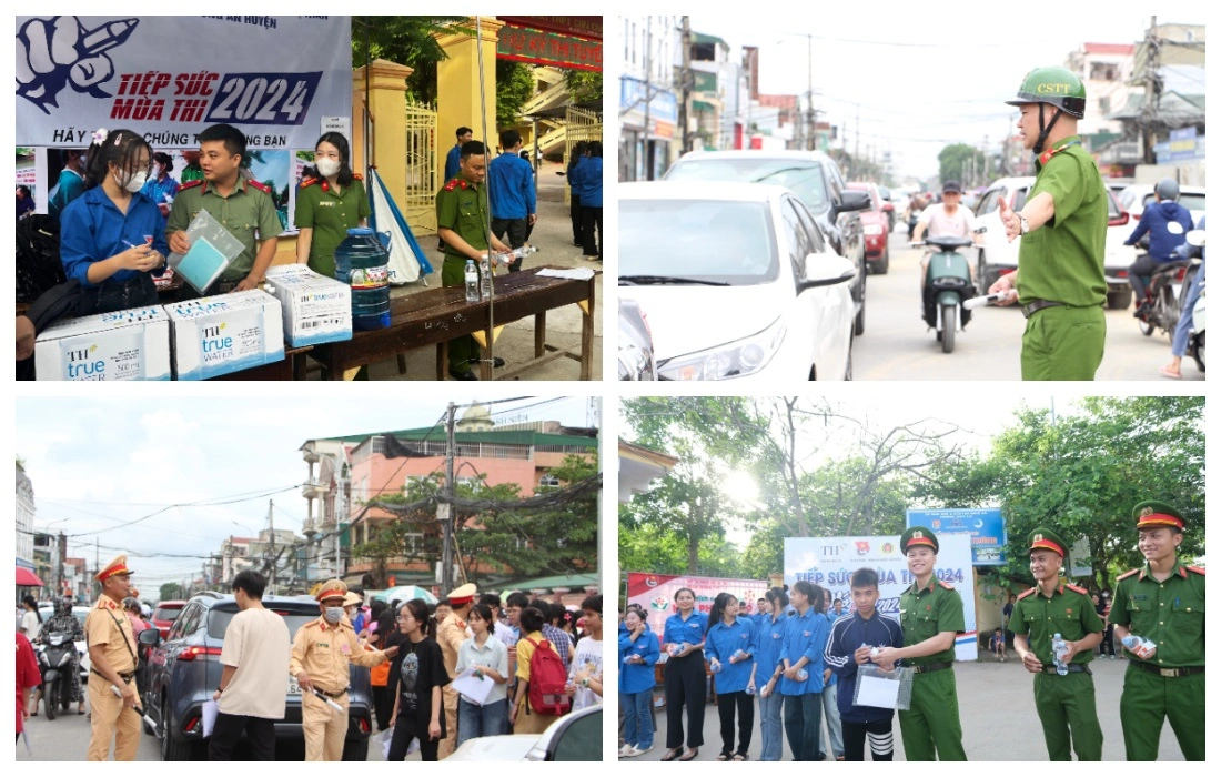 Lực lượng Công an, Đoàn Thanh niên thực hiện nhiệm vụ tại các điểm thi của kỳ thi tuyển sinh vào lớp 10 THPT năm học 2024-2025