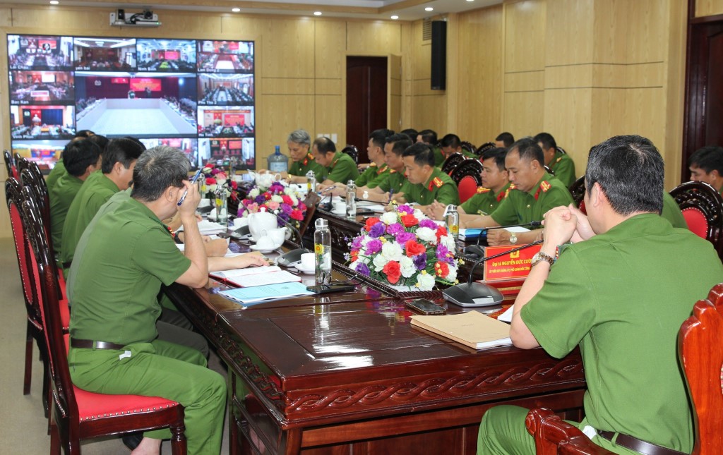 Toàn cảnh Hội nghị tại điểm cầu Công an tỉnh Nghệ An