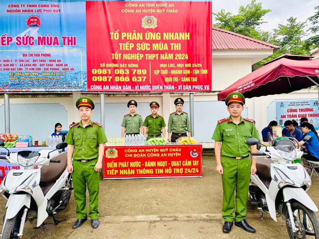 “Tổ phản ứng nhanh” của Công an huyện Quỳ Châu sẵn sàng xử lý mọi tình huống đột xuất bất ngờ tại điểm thi Trường THPT Quỳ Châu