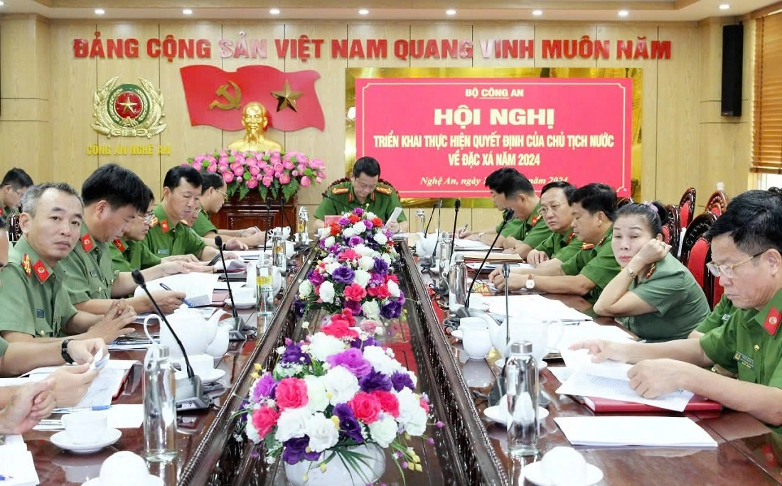 Hội nghị tại điểm cầu Công an tỉnh Nghệ An