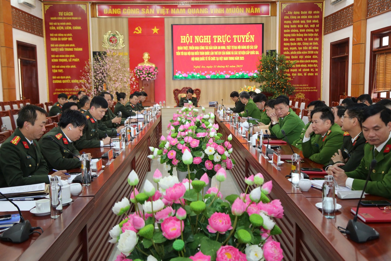 Toàn cảnh Hội nghị tại điểm cầu Công an tỉnh Nghệ An