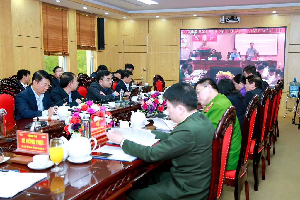 Toàn cảnh Cuộc họp tại điểm cầu Công an tỉnh Nghệ An