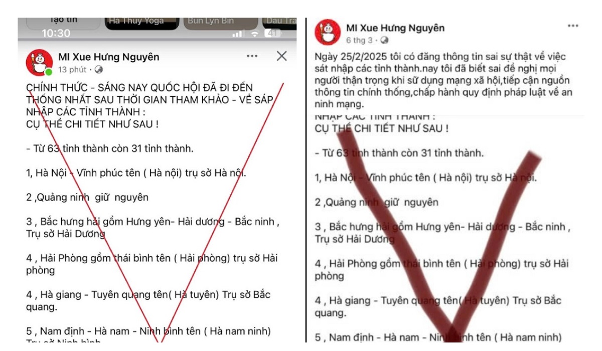 Xử phạt trường hợp đăng tin sai sự thật về sáp nhập tỉnh, thành