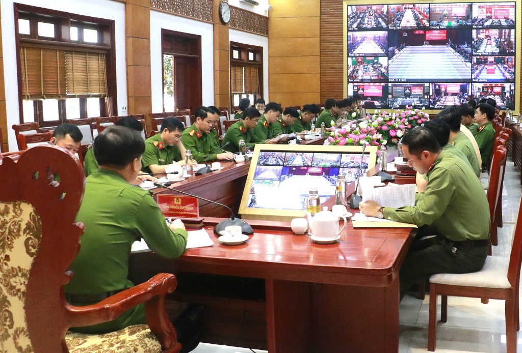 Toàn cảnh Hội nghị tại điểm cầu Công an tỉnh Nghệ An