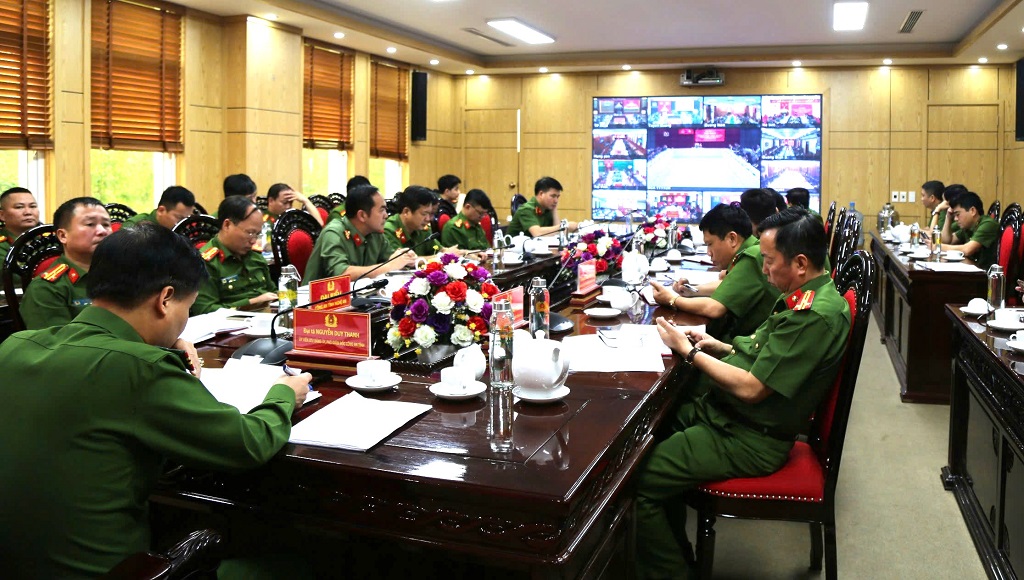Toàn cảnh Hội nghị tại điểm cầu Công an tỉnh Nghệ An
