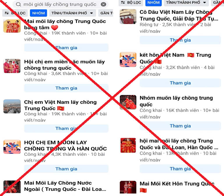 Một số trang facebook có nội dung tư vấn, môi giới kết hôn với người nước ngoài