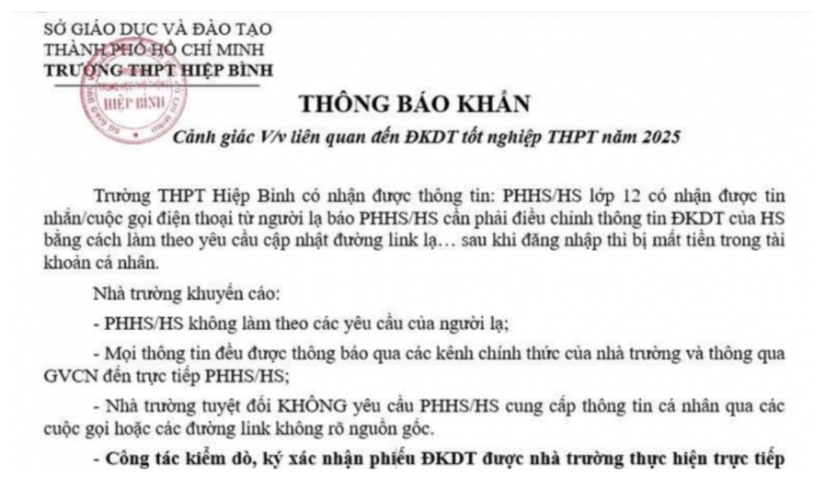 Cảnh giác với chiêu trò lừa đảo mới nhắm đến phụ huynh học sinh lớp 12