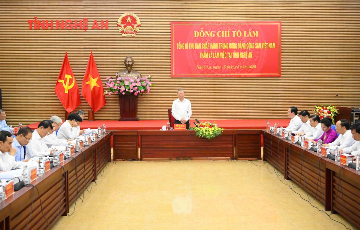 Tổng Bí thư Tô Lâm làm việc với Ban Thường vụ Tỉnh ủy Nghệ An