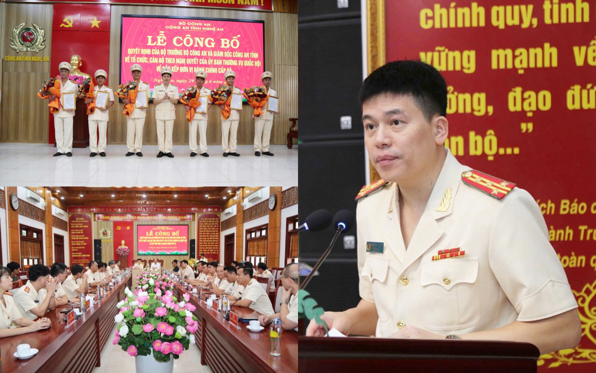 Công bố các quyết định về sắp xếp Công an cấp xã và nghỉ công tác chờ hưởng chế độ hưu trí đối với lãnh đạo phòng