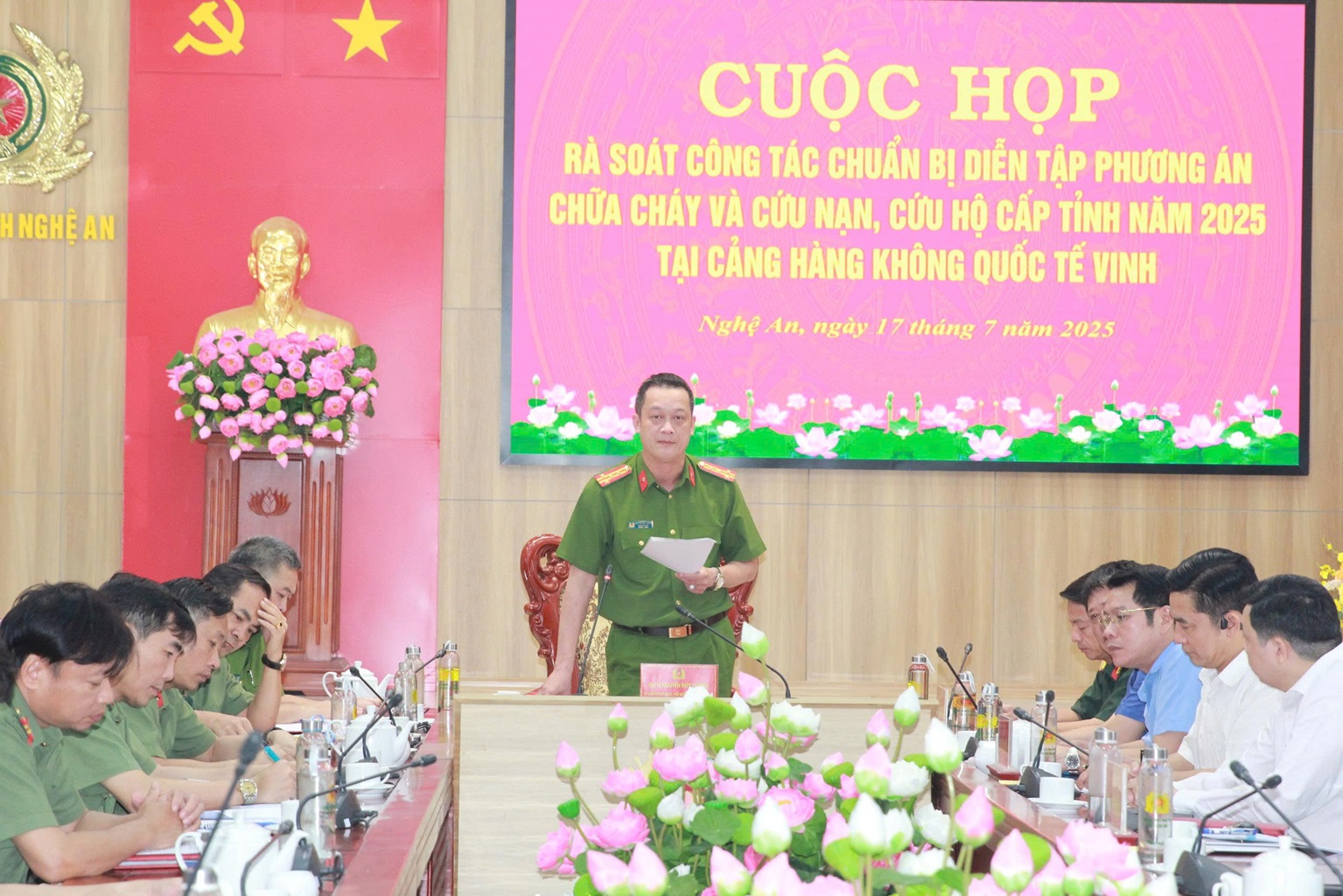 Rà soát công tác chuẩn bị diễn tập phương án chữa cháy và cứu nạn, cứu hộ cấp tỉnh năm 2025 tại Cảng hàng không quốc tế Vinh