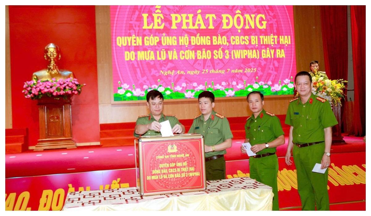 Công an tỉnh Nghệ An phát động ủng hộ đồng bào miền Tây bị thiệt hại do bão số 3