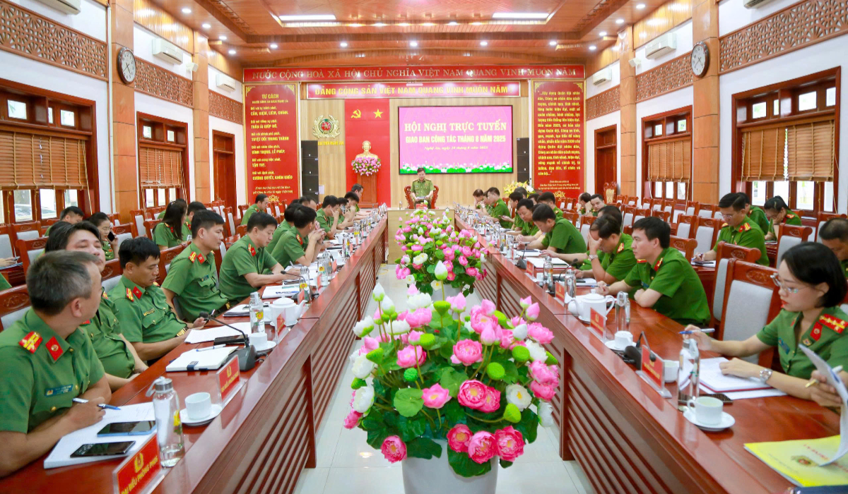 Công an tỉnh Nghệ An: Giao ban công tác tháng 8/2025