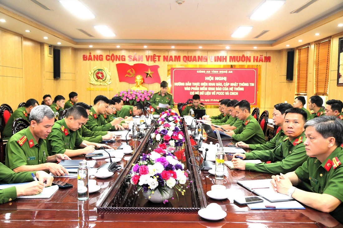 Toàn cảnh Hội nghị tại điểm cầu Công an tỉnh