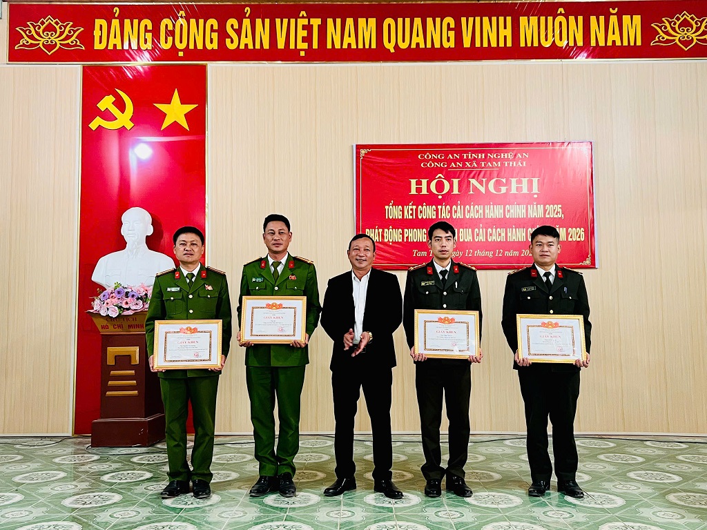 Công an xã Tam Thái tổng kết công tác cải cách hành chính năm 2025, phát động phong trào thi đua năm 2026