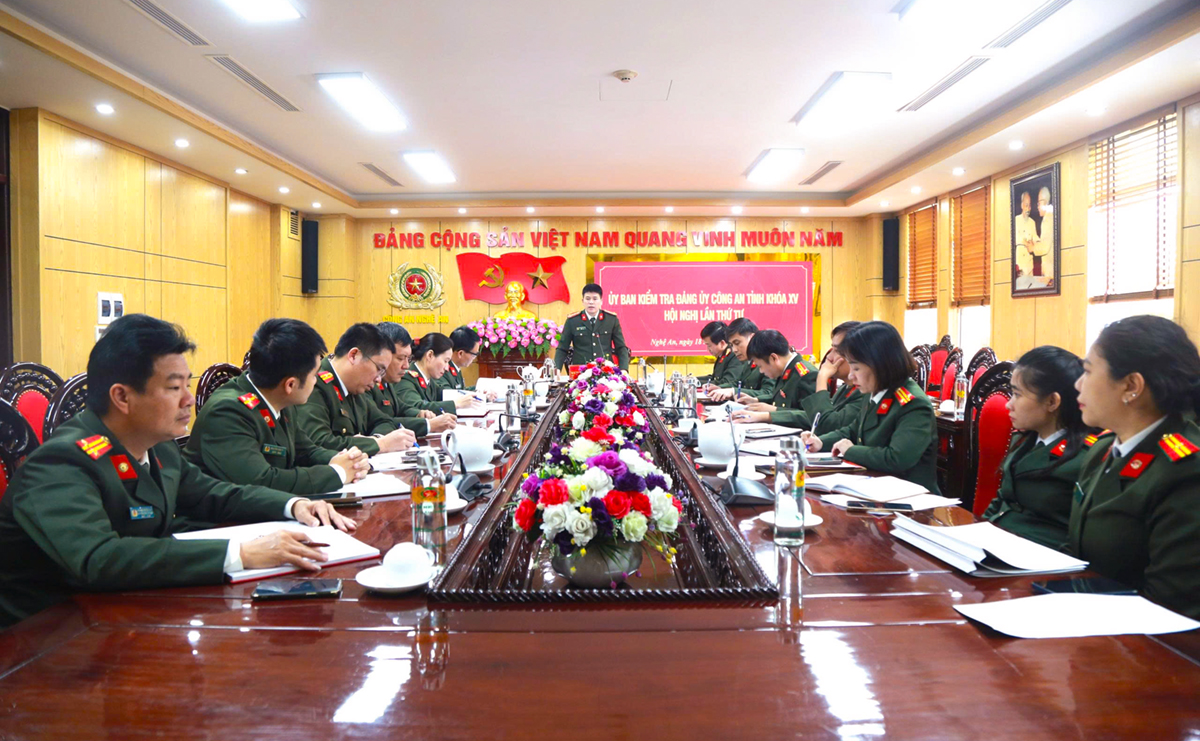 Ủy ban Kiểm tra Đảng ủy Công an tỉnh khóa XV tổ chức Hội nghị lần thứ tư
