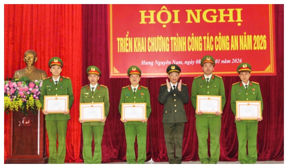 Công an xã Hưng Nguyên Nam triển khai chương trình công tác năm 2026