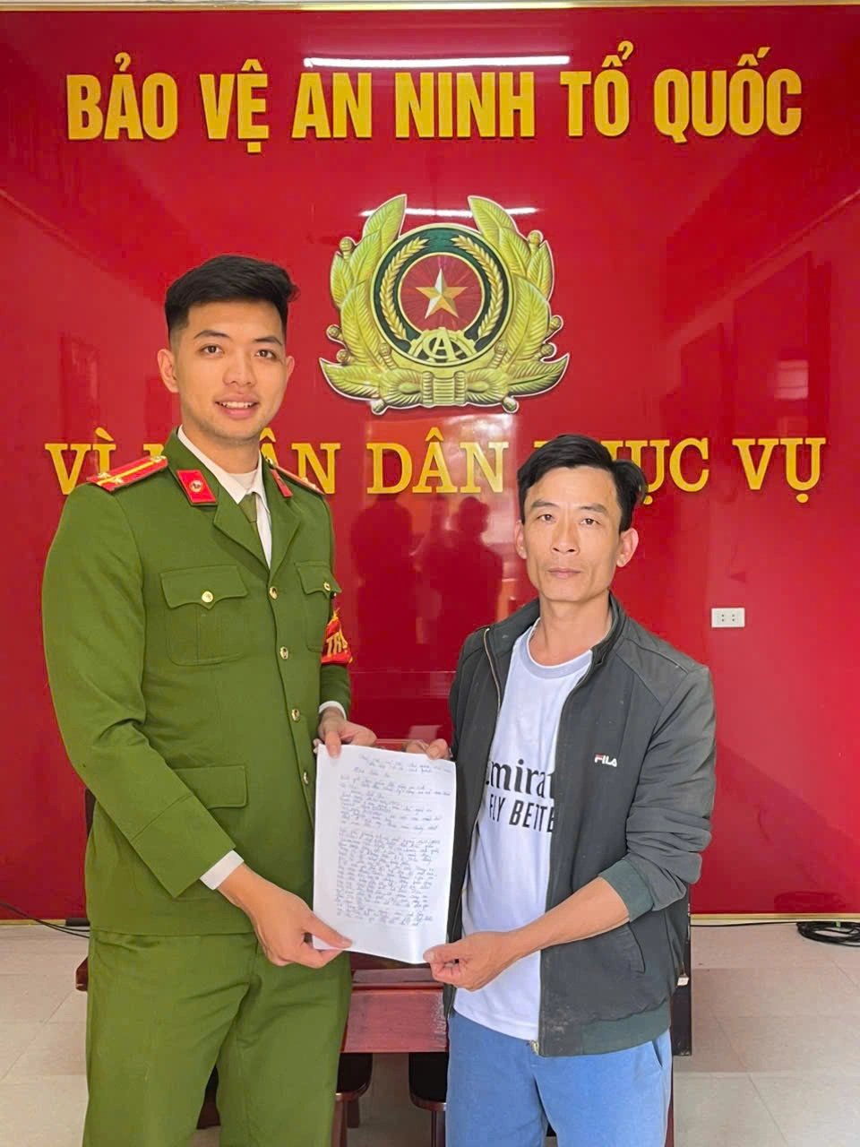 Anh Thọ viết thư cảm ơn Công an xã Nam Đàn 
