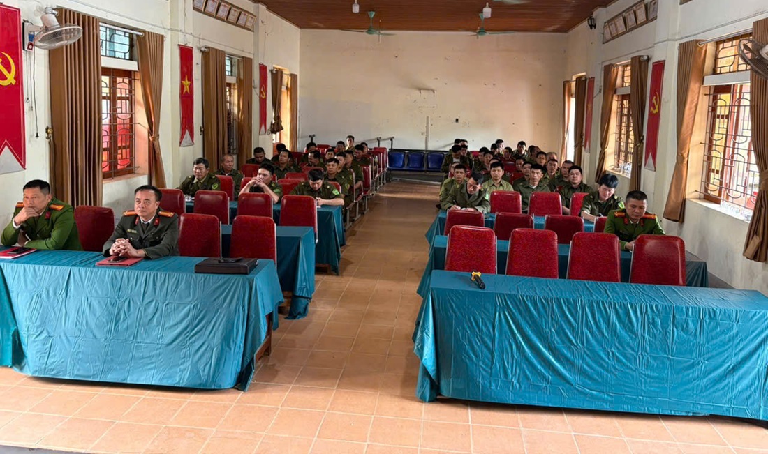 Công an xã Châu Tiến nhiệm vụ lực lượng tham gia bảo vệ an ninh, trật tự ở cơ sở