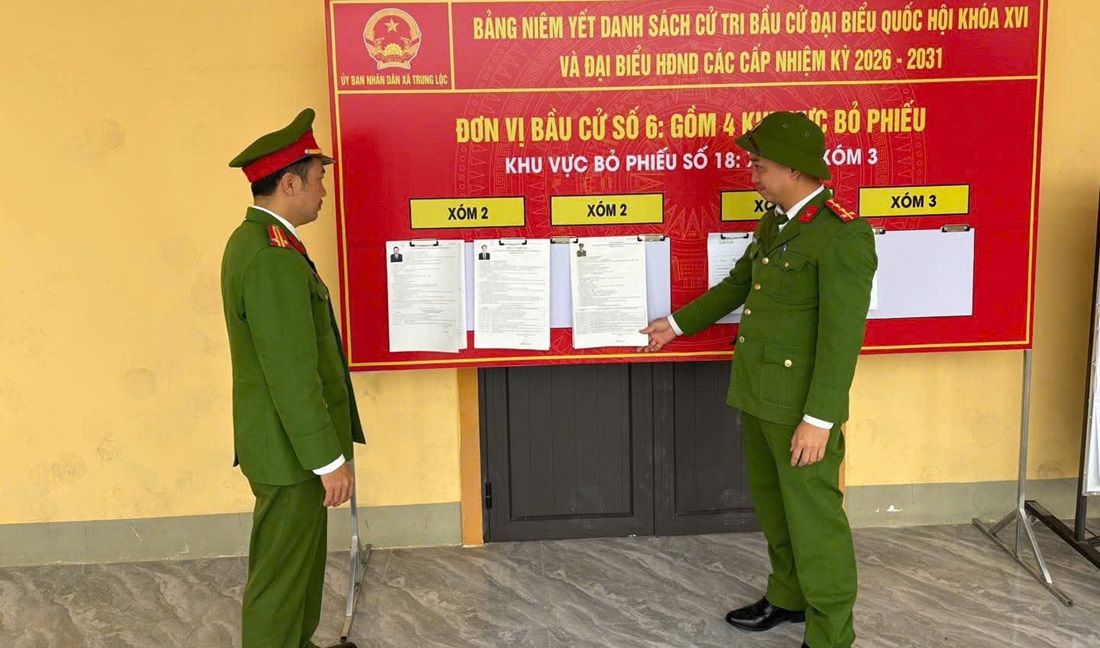 Công an xã Trung Lộc bảo đảm an ninh, trật tự phục vụ bầu cử