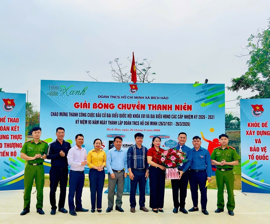 Chi đoàn Công an xã Bích Hào phối hợp tổ chức Giải bóng chuyền thanh niên năm 2026
