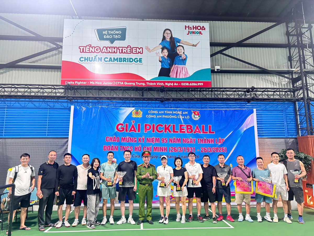 Sôi nổi giải Pickleball Chi đoàn Công an phường Cửa Lò chào mừng 95 năm Ngày thành lập Đoàn