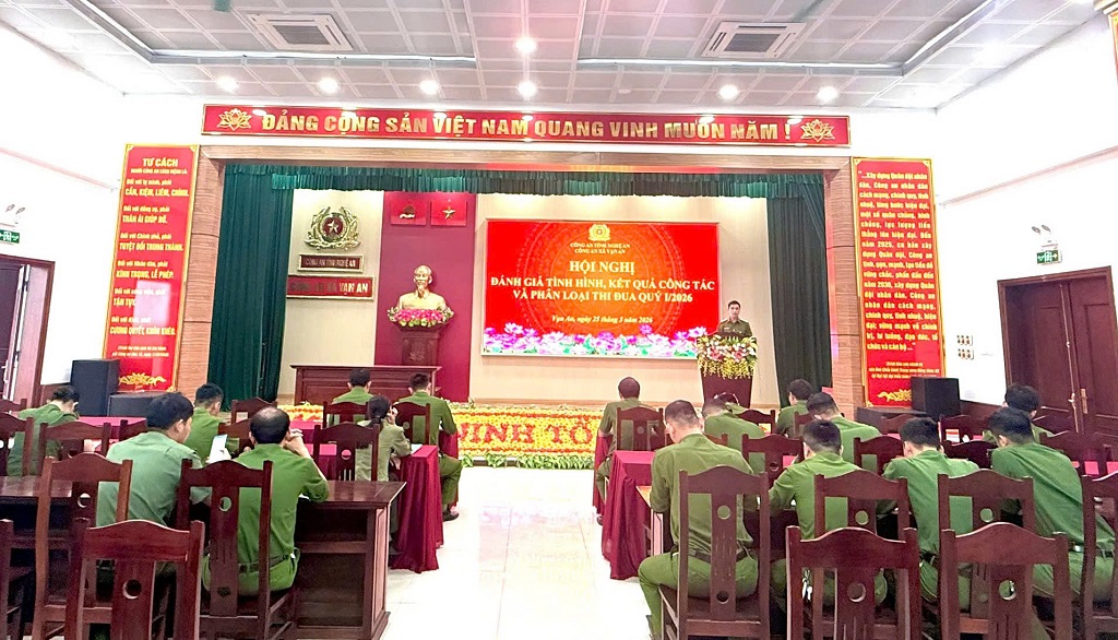 Công an xã Vạn An tổ chức Hội nghị đánh giá tình hình, kết quả công tác và phân loại thi đua quý I năm 2026