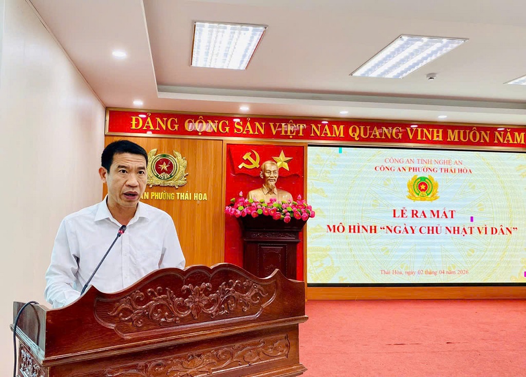 Đại diện Lãnh đạo UBND phường Thái Hòa phát biểu tại buổi lễ