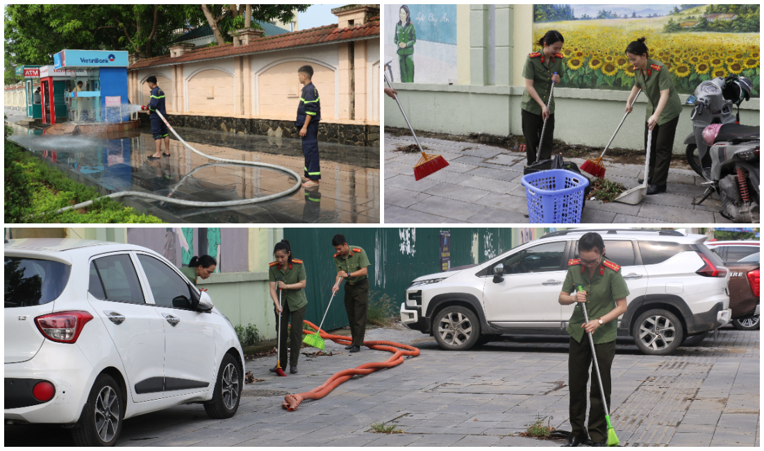 Tuổi trẻ Công an Nghệ An tổ chức dọn vệ sinh môi trường, duy trì cảnh quan xanh - sạch - đẹp