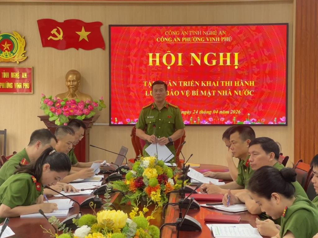 Công an phường Vinh Phú tổ chức Hội nghị triển khai thi hành Luật Bảo vệ bí mật nhà nước