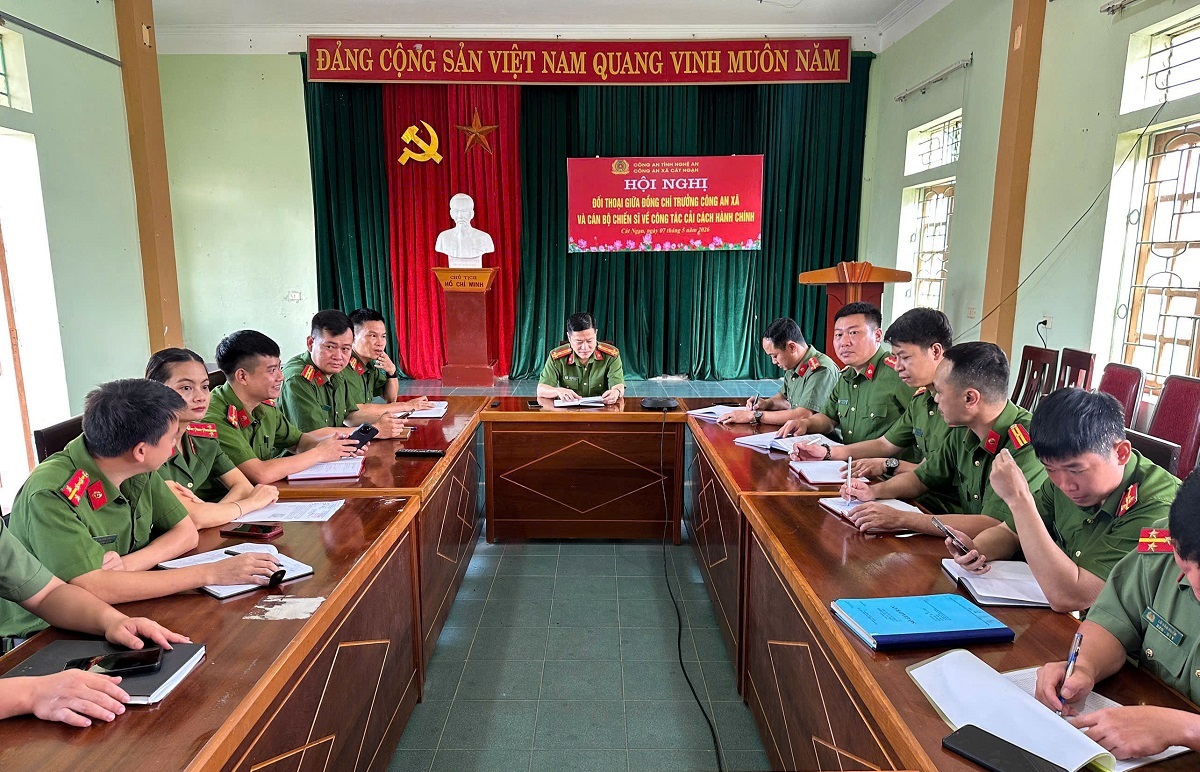 Công an xã Cát Ngạn tổ chức đối thoại về CCHC
