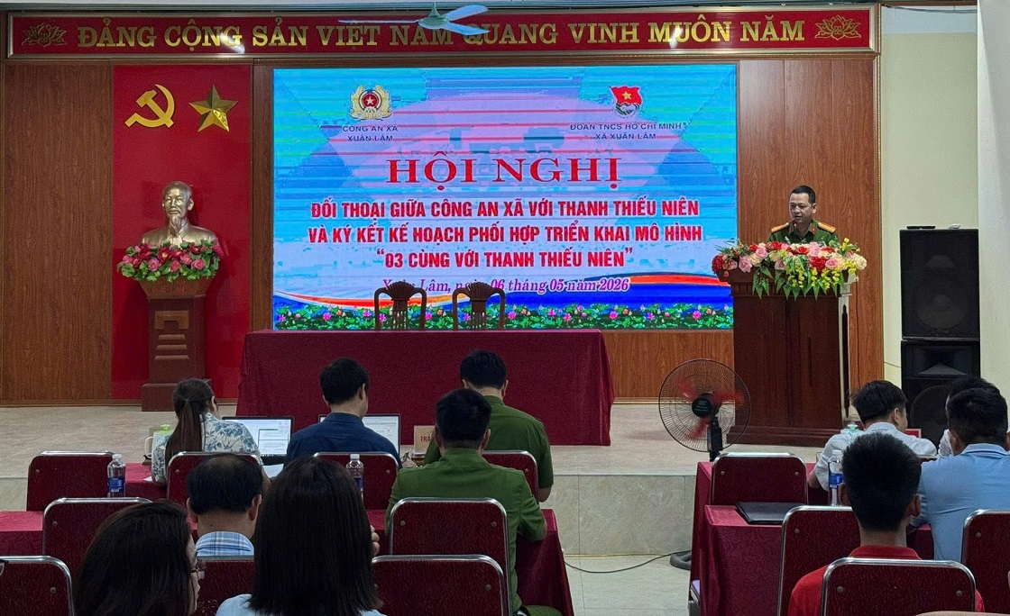 Công an xã Xuân Lâm phối hợp Đoàn xã tổ chức lễ ký kết, ra mắt mô hình 