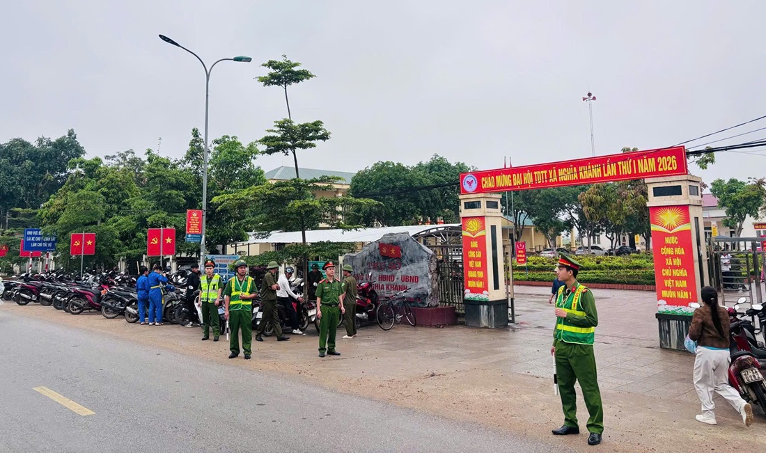 Công an xã Nghĩa Khánh bảo đảm an ninh, trật tự Đại hội Thể dục thể thao xã