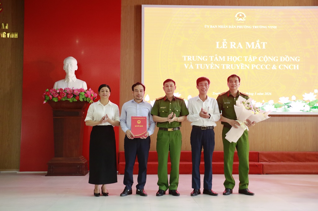 Phường Trường Vinh tổ chức lễ công bố và ra mắt Trung tâm học tập cộng đồng, lồng ghép về PCCC & CNCH