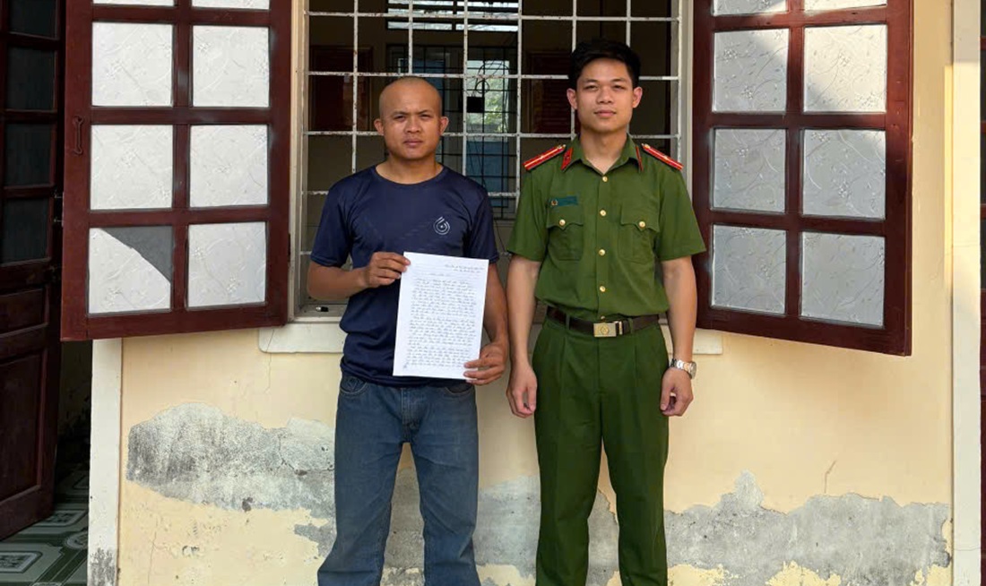 Anh Nguyễn Thành Đạt viết thư cảm ơn Công an xã Hải Lộc