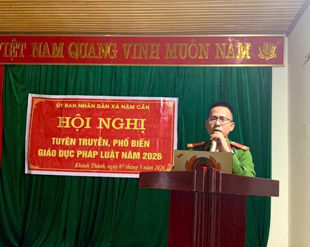 Công an xã Nậm Cắn tổ chức tuyên truyền phổ biễn giáo dục pháp luật tại bản Khánh Thành
