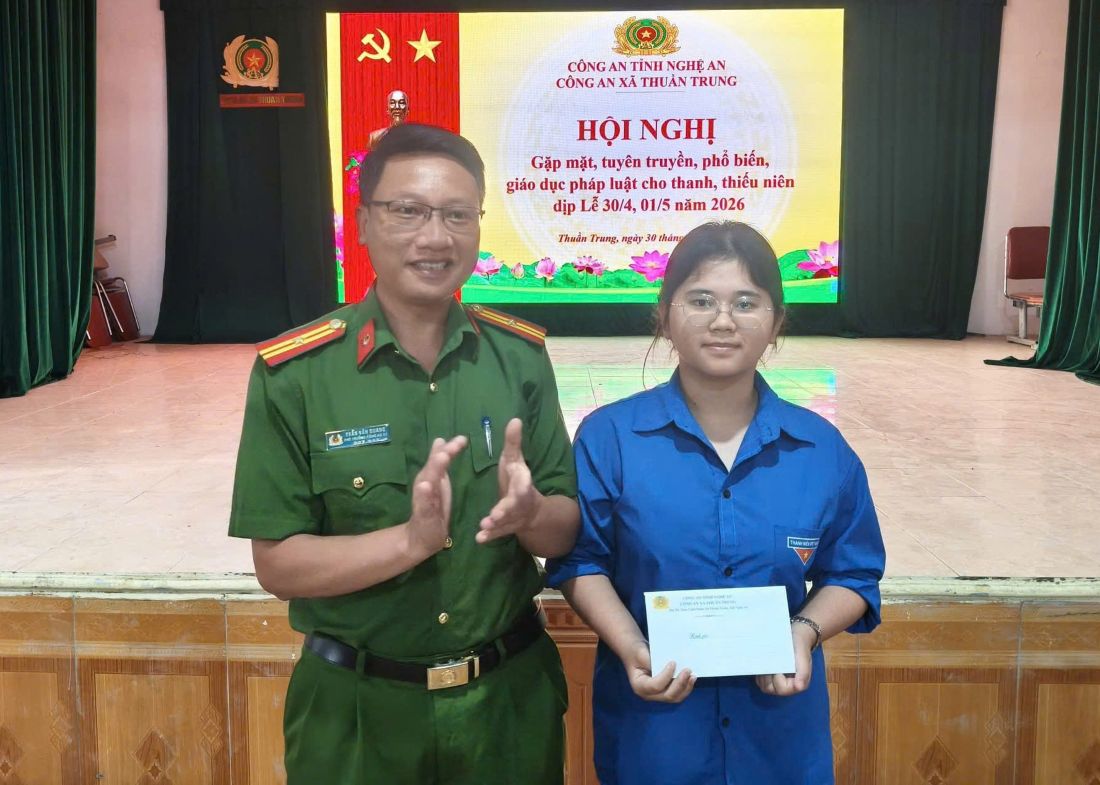 Công an xã Thuần Trung gặp mặt, tuyên truyền pháp luật cho thanh, thiếu niên