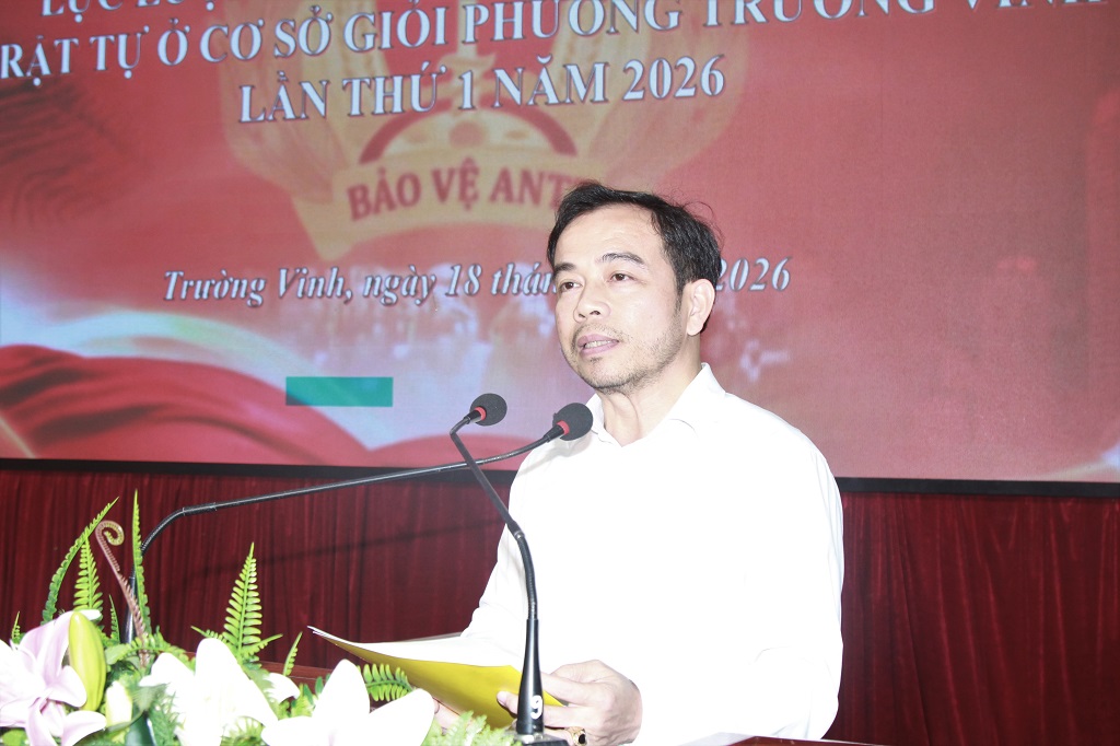 Lãnh đạo phường Trường Vinh phát biểu tại Hội thi 