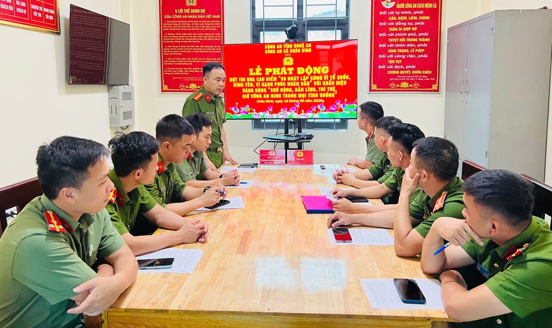 Công an xã Châu Bình phát động đợt thi đua cao điểm 