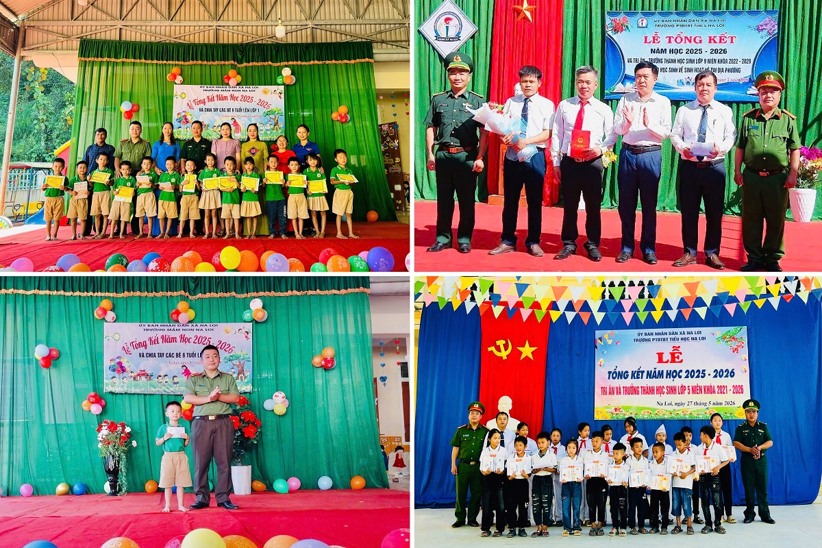 Công an xã Na Loi trao quà động viên học sinh có thành tích xuất sắc